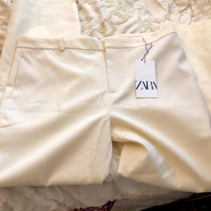 Cream Zara Slit pants